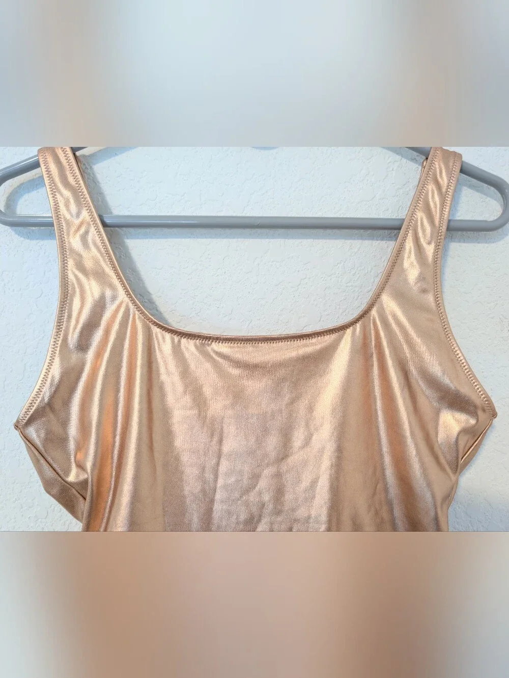 Skims Rose Gold Metallic Open Back High Cut One-Piece Swimsuit SM